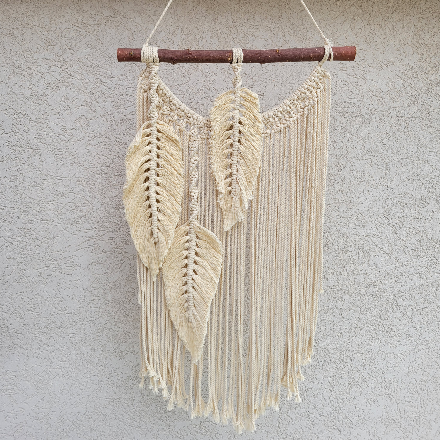 Beautiful Hanging Macrame Leaves On Wood