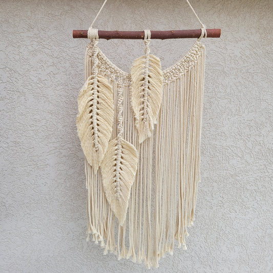 Beautiful Hanging Macrame Leaves On Wood