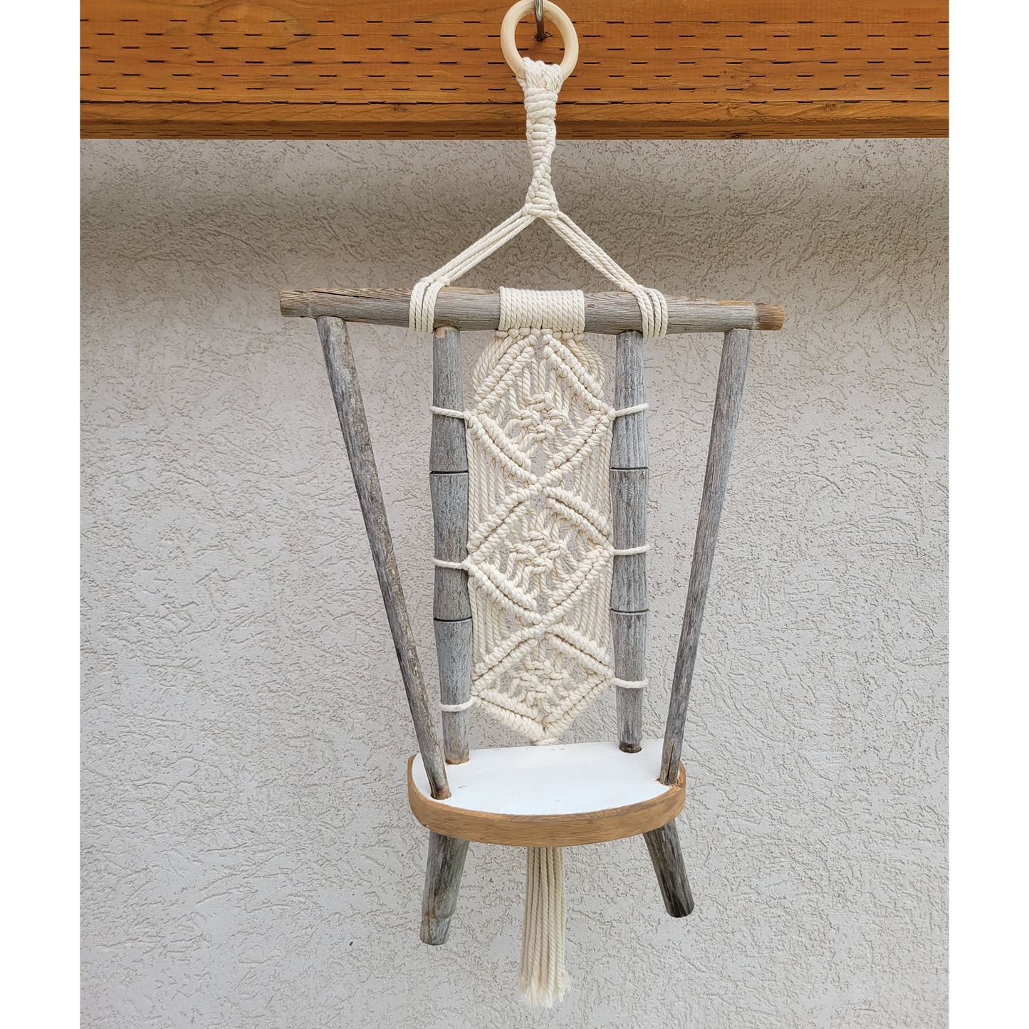 Hanging Antique Chair With Macrame