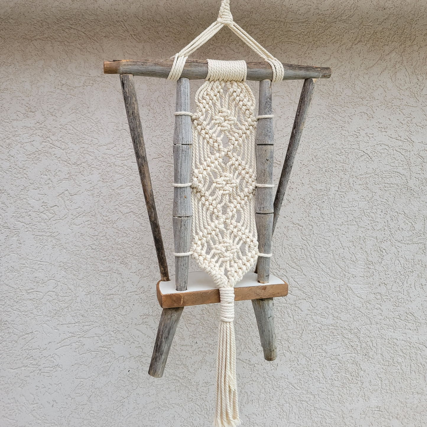 Hanging Antique Chair With Macrame