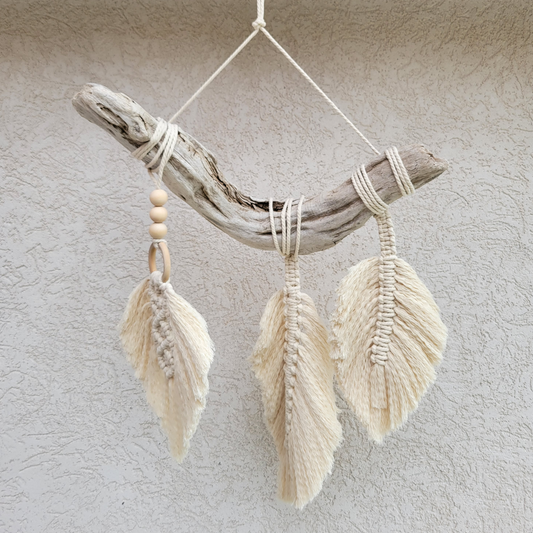 Macrame Leaves On Driftwood