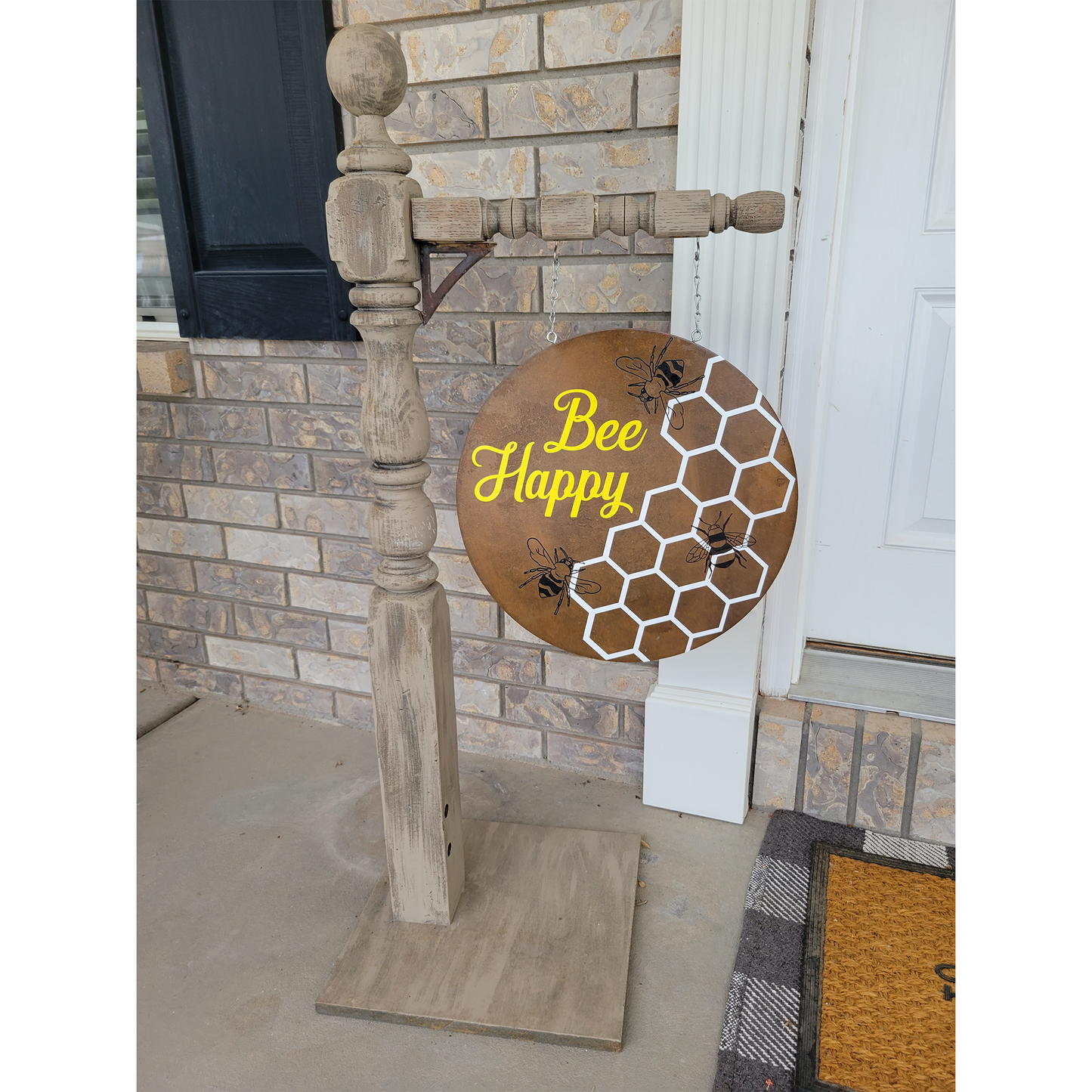 Antique Bed Post Stand With Custom Interchangeable Signs (Porch Art)