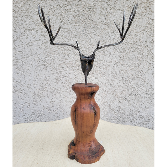 Steel Deer Mount On Wood