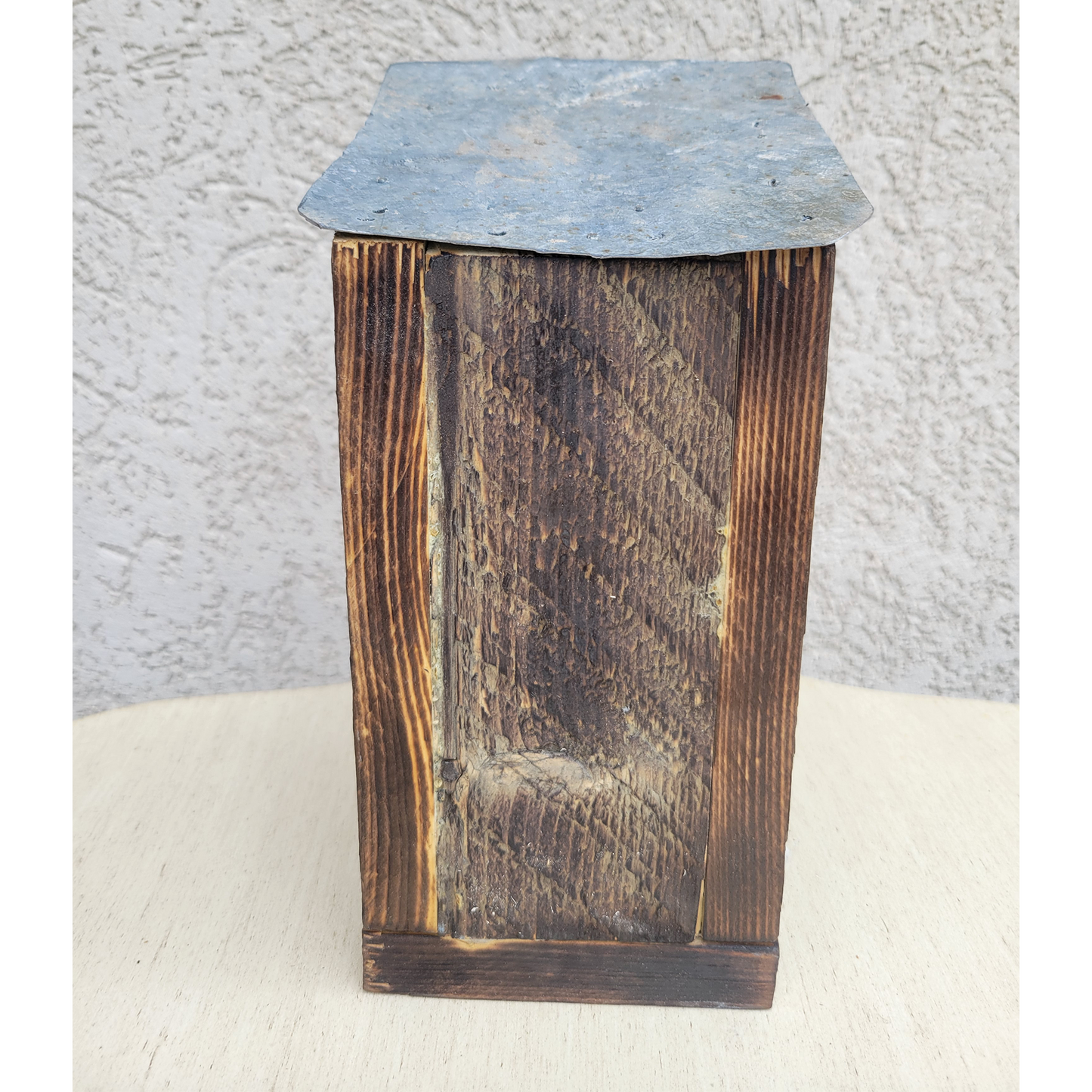 Wooden Birdhouse Tin Roof With Moon